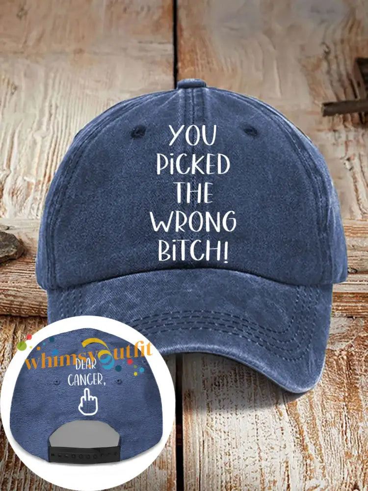 Dear cancer you picked the wrong bitch neutral hats Navy Blue / ONE