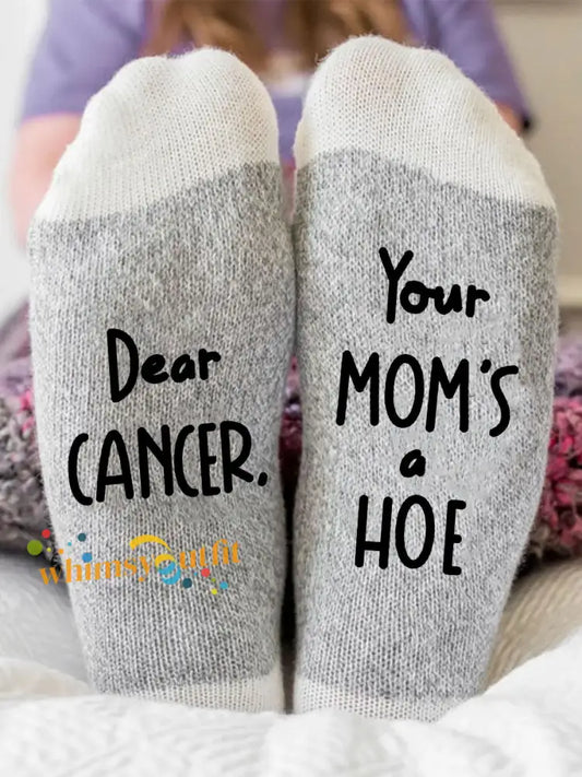 Dear cancer Your mom’s a hoe neutral socks Light Gray / ONE
