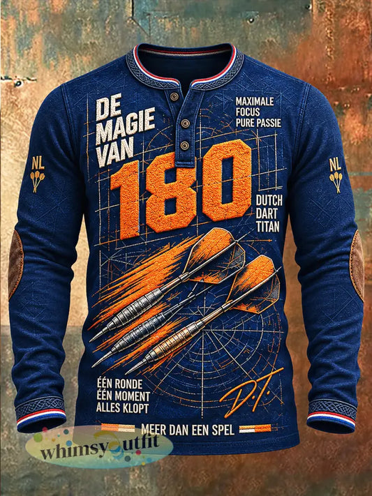 Deep Blue Dutch Darts Print Casual Sweatshirt voor heren - Diep Blauw / S