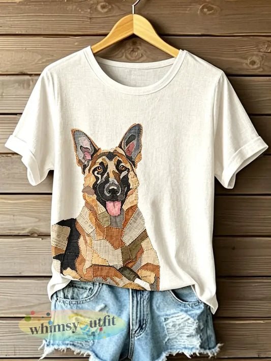 Duitse herderspatroon voor dames T-shirt - als foto / S
