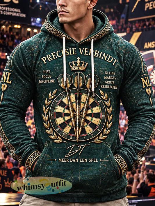 Dutch Darts Print Casual Sweatshirt met capuchon voor heren - Groen / S