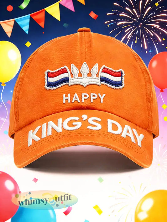 Dutch King’s Day 3D reliëf oranje casual hoed - Sinaasappel / 58CM