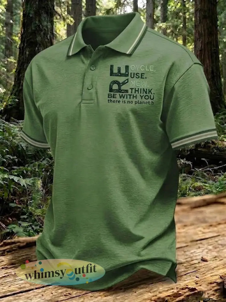 Er is geen Planet B bedrukt shirt voor heren - Groen Leger / S