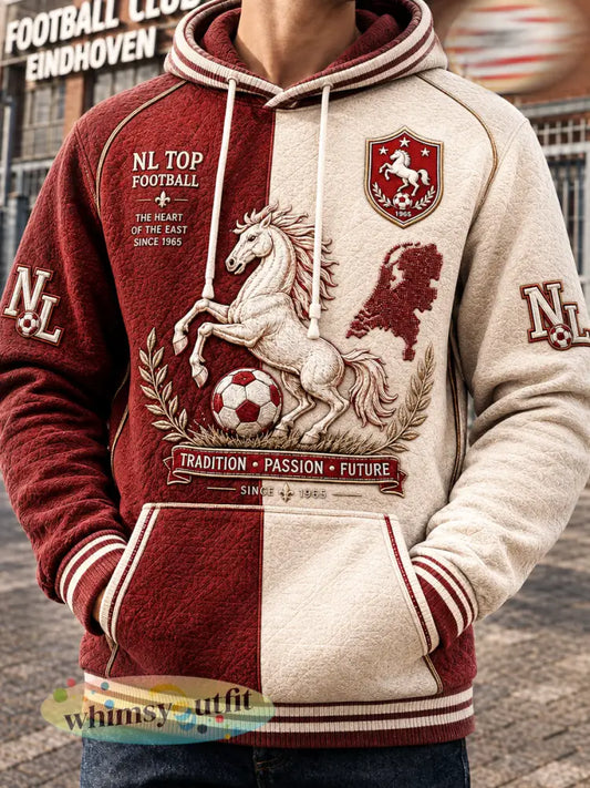 Eredivisie FC Twente patchwork print casual sweatshirt met capuchon voor heren - Veelkleurig / S