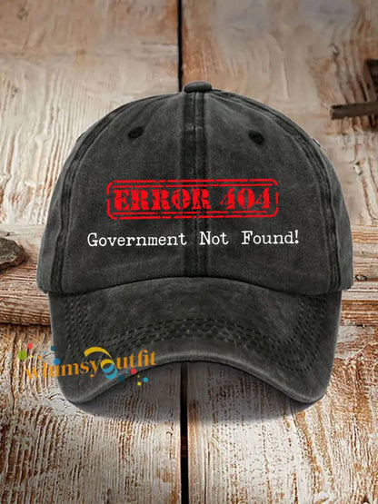 Error 404 Government Not Found Unisex Hats Black / ONE
