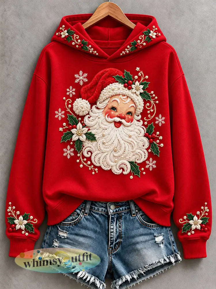 Funny Santa Hoodie voor dames - Rood / S