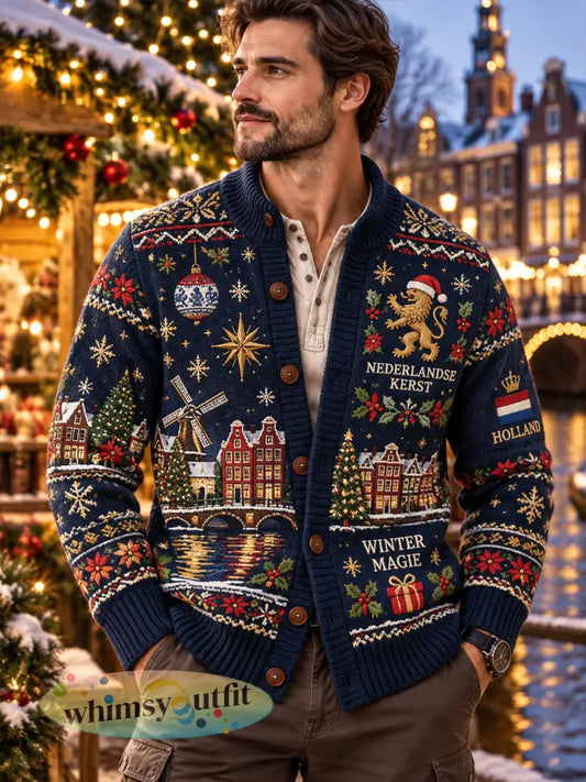 Gebreid vest met kerstthema voor heren - A / S