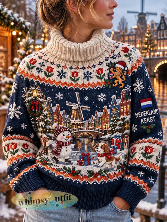 Gebreide damestrui met kerstprint - A / S