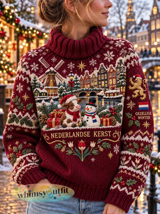 Gebreide trui met kerstthema voor dames - A / S