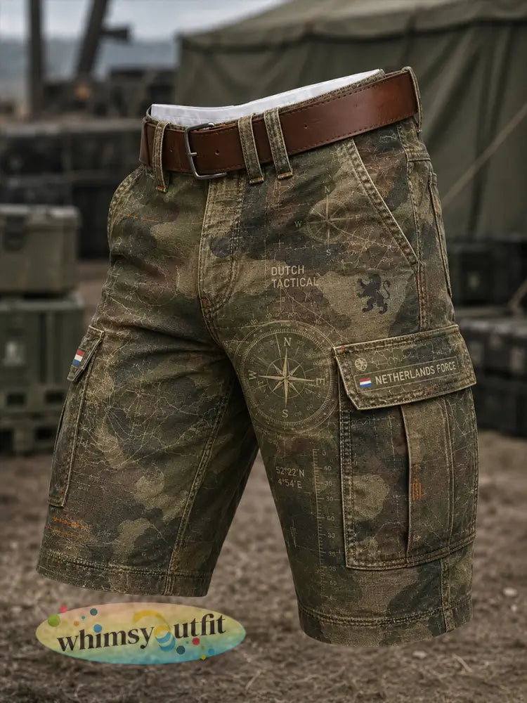Gecropde cargobroek voor heren met militair camouflageprint - A / S