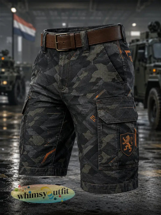 Gecropde cargobroek voor heren met militair camouflageprint - A / S