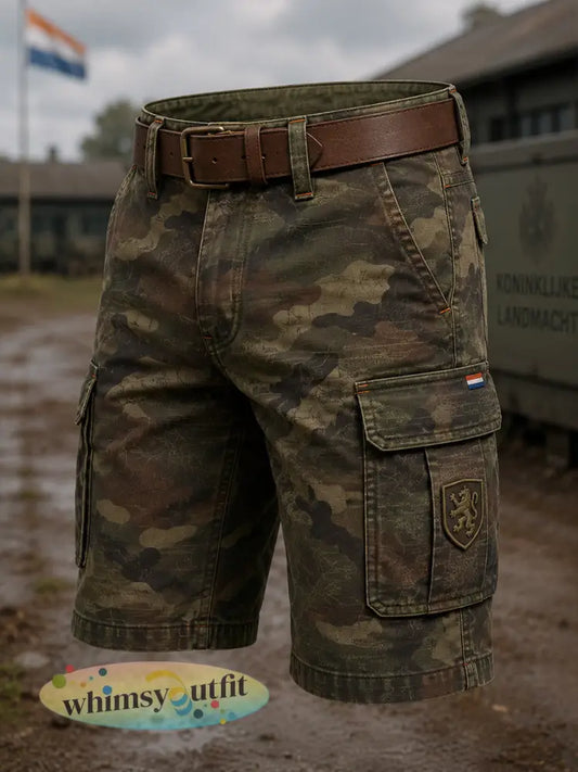 Gecropde cargobroek voor heren met militair camouflageprint - A / S