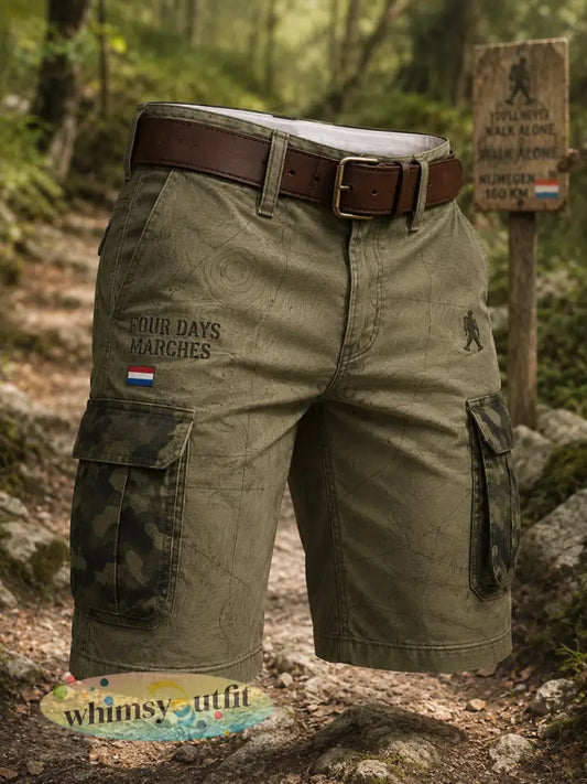 Gecroppede cargobroek voor heren met camouflageprint in militaire stijl - A / S