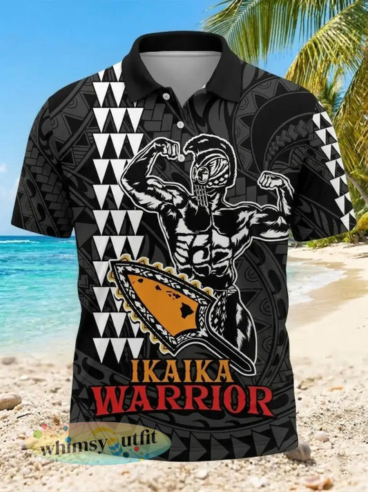 Hawaii Ikaika Warrior Bedrukt overhemd voor heren - Zwart / S
