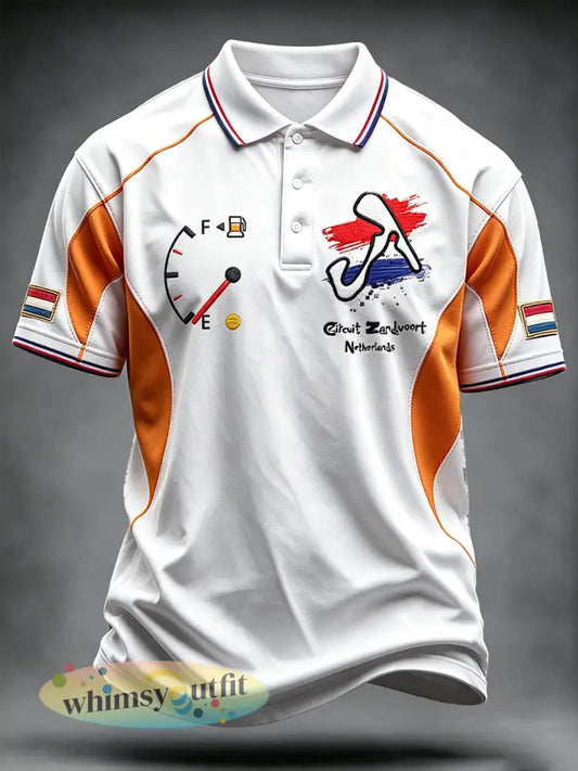 Heren 2026 Nederlandse Racing Zandvoort Patchwork Print Casual Poloshirt - Wit / S