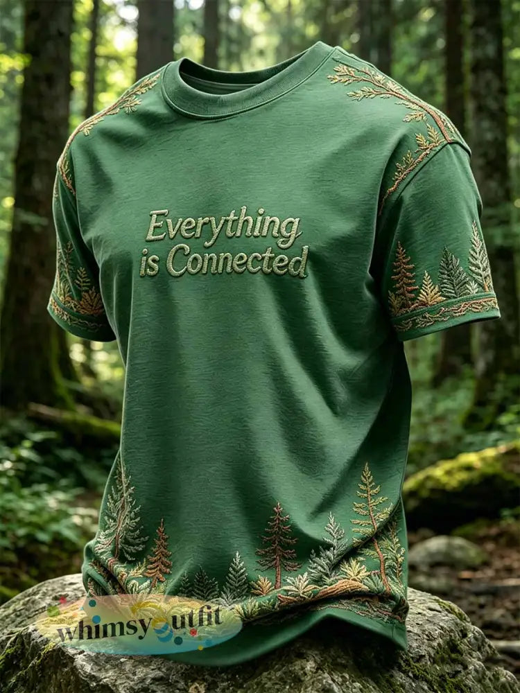 Heren ’alles is verbonden ’Gedrukt casual T-shirt - als foto / S