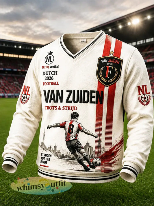 Heren beige Nederlandse Eredivisie Feyenoord geprint vrijetijdssweatshirt - Romig-Wit / S