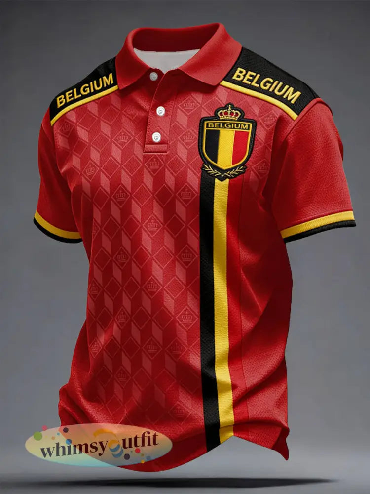 Heren België Voetbal Liefhebber Gedrukte Casual Tops - Rood / S