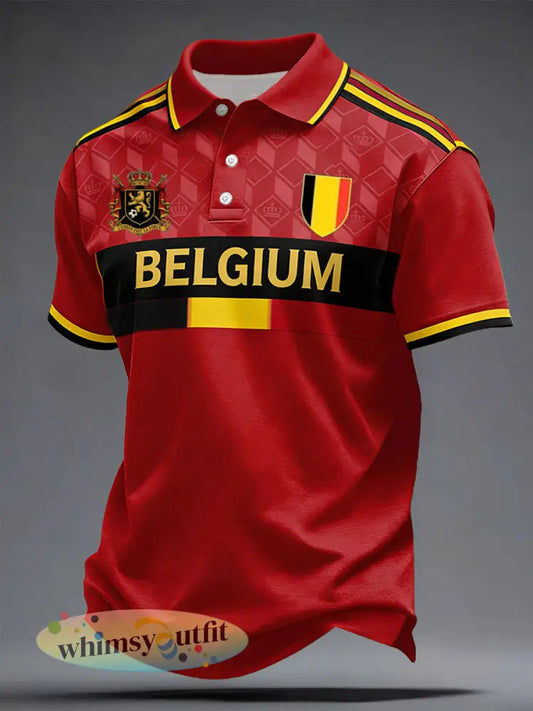 Heren België Voetbal Liefhebber Gedrukte Casual Tops - Rood / S