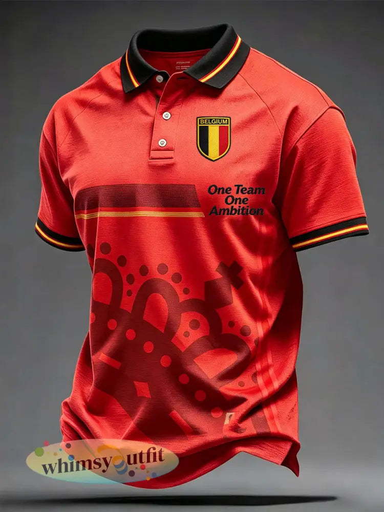 Heren België Voetbal liefhebber Les Diables Rouges Geprint Casual Tops - Rood / S