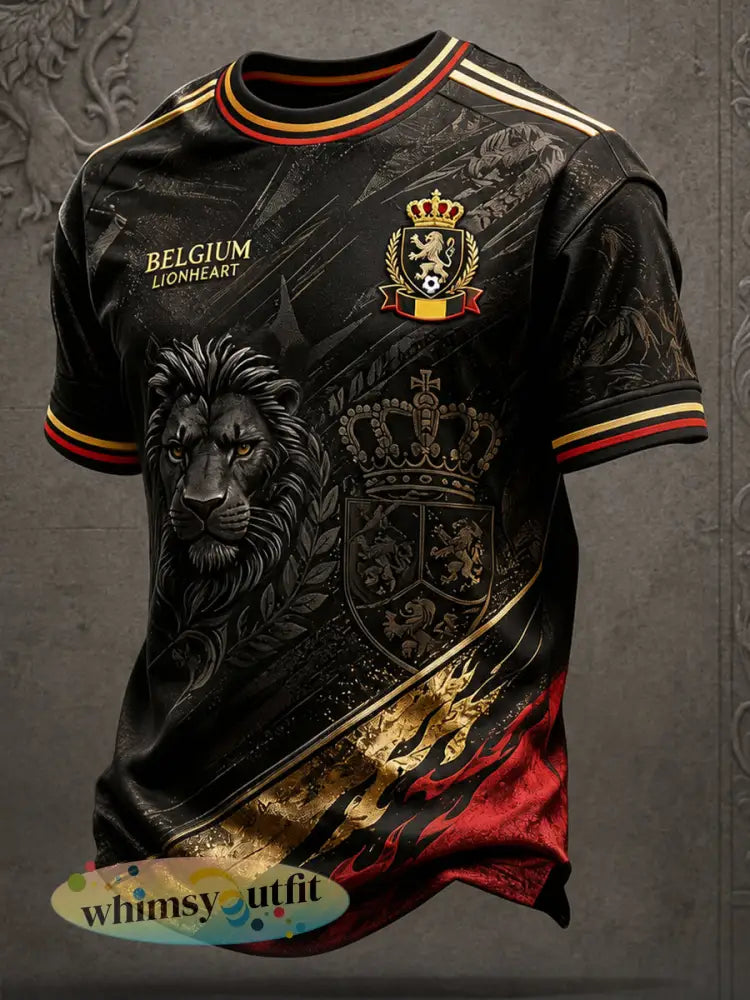 Heren België Voetbal Lover Art Gedrukt T-shirt - Zwart / S