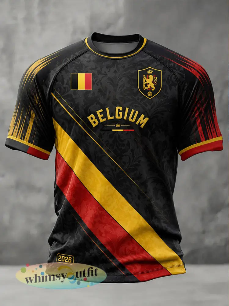 Heren België Voetbal T-shirt met korte mouwen - Zwart / S