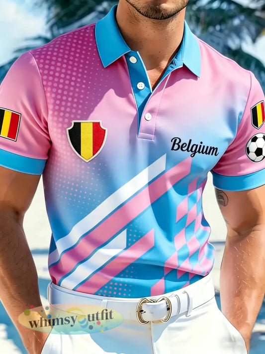 Heren België Voetbalwedstrijd Juichende Kunstprint Fan Polo