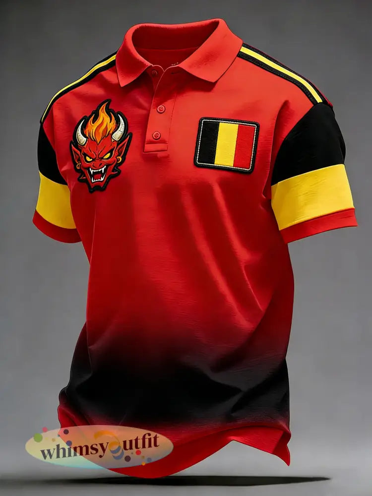 Heren België Voetbalwedstrijd Juichende Kunstprint Fan Polo - A / S