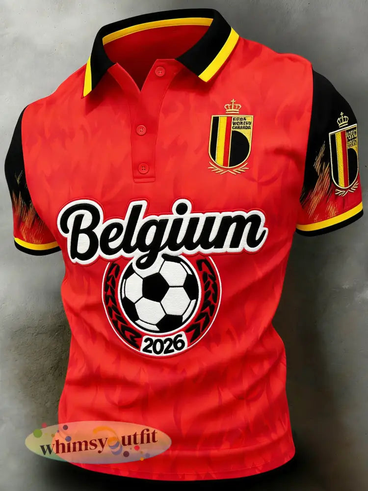 Heren België Voetbalwedstrijd Juichende Kunstprint Fan Polo - A / S