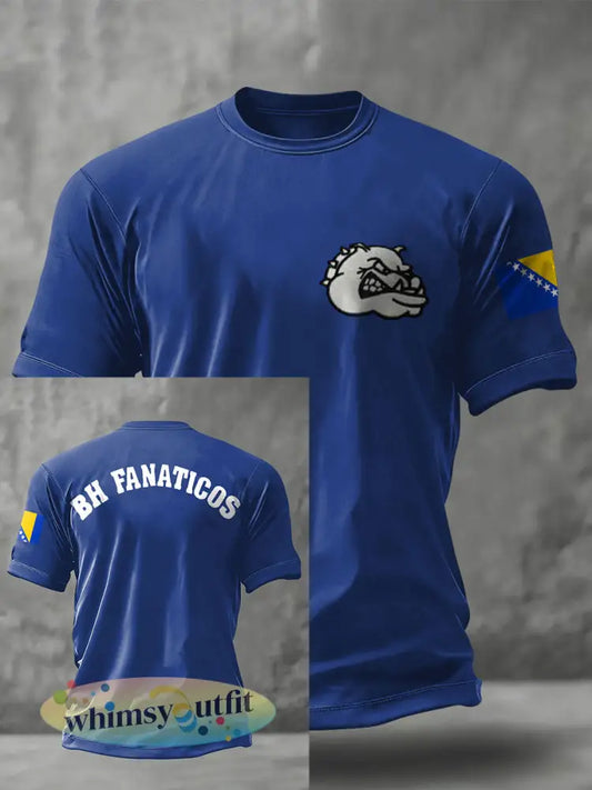 Heren Bosnië voetbal liefhebber ZMAJEVI geprint t-shirt - Koningsblauw / S