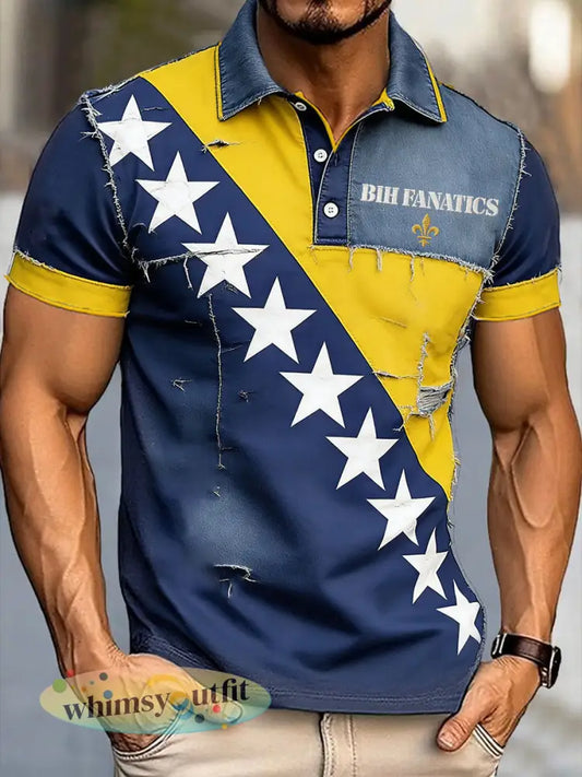 Heren Bosnië voetbal liefhebber ZMAJEVI geprinte casual tops - als foto / S