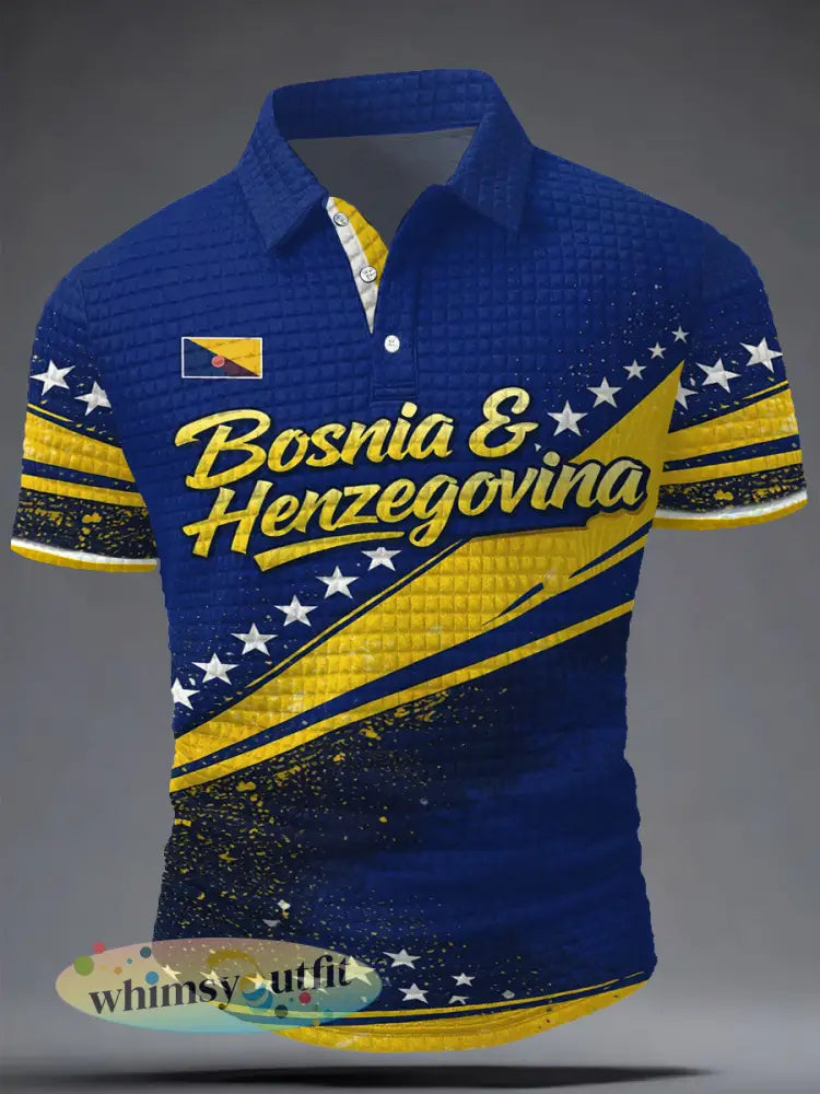 Heren Bosnië voetbal liefhebber ZMAJEVI geprinte casual tops - Blauw / S