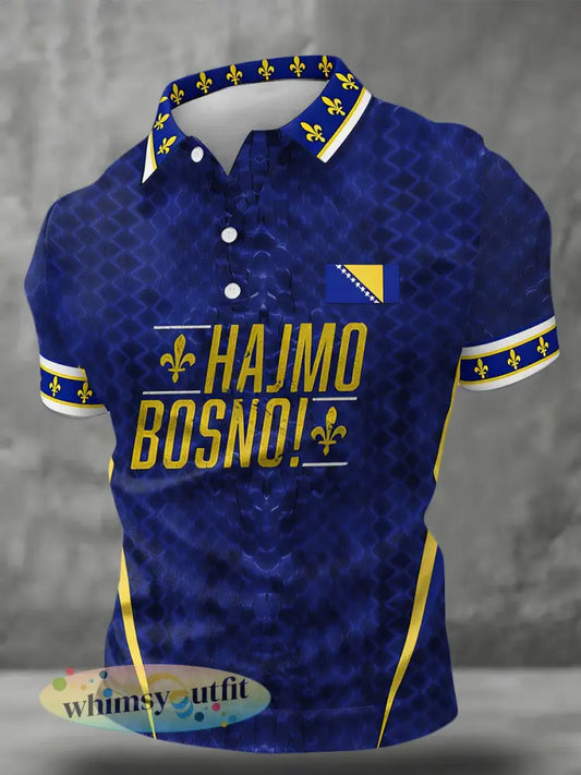 Heren Bosnië voetbal liefhebber ZMAJEVI geprinte casual tops - Blauw / S