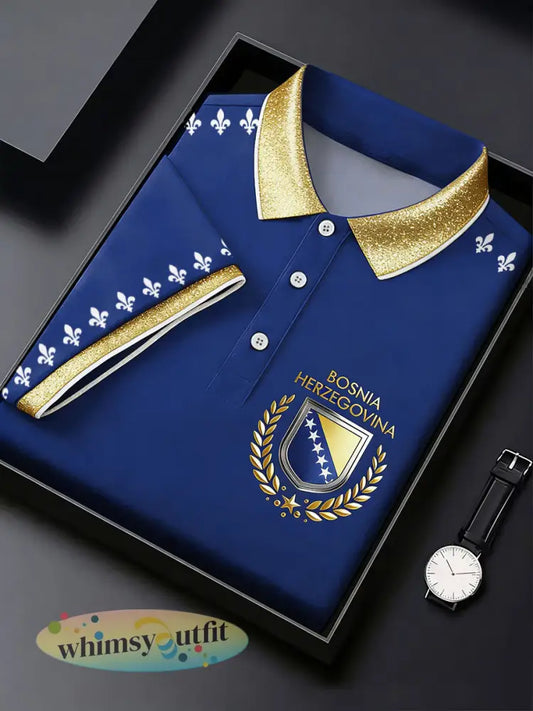 Heren Bosnië voetbal liefhebber ZMAJEVI geprinte casual tops - Blauw / S