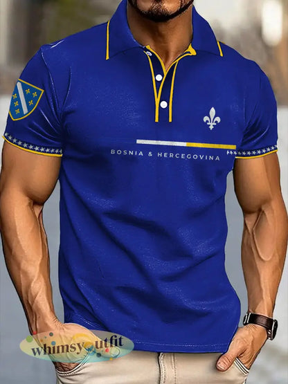 Heren Bosnië voetbal liefhebber ZMAJEVI geprinte casual tops - Blauw / S