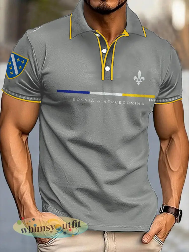 Heren Bosnië voetbal liefhebber ZMAJEVI geprinte casual tops - Lichtgrijs / S