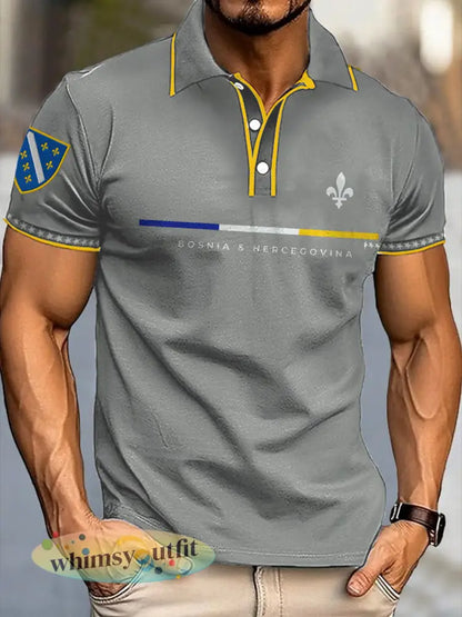 Heren Bosnië voetbal liefhebber ZMAJEVI geprinte casual tops - Lichtgrijs / S