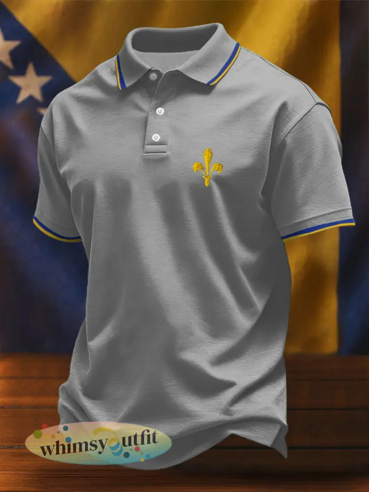 Heren Bosnië voetbal liefhebber ZMAJEVI geprinte casual tops - Lichtgrijs / S