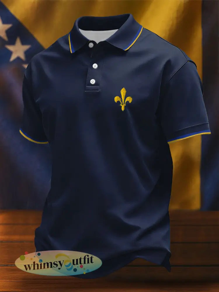 Heren Bosnië voetbal liefhebber ZMAJEVI geprinte casual tops - Marineblauw / S