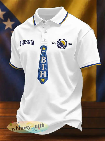 Heren Bosnië voetbal liefhebber ZMAJEVI geprinte casual tops - Wit / S