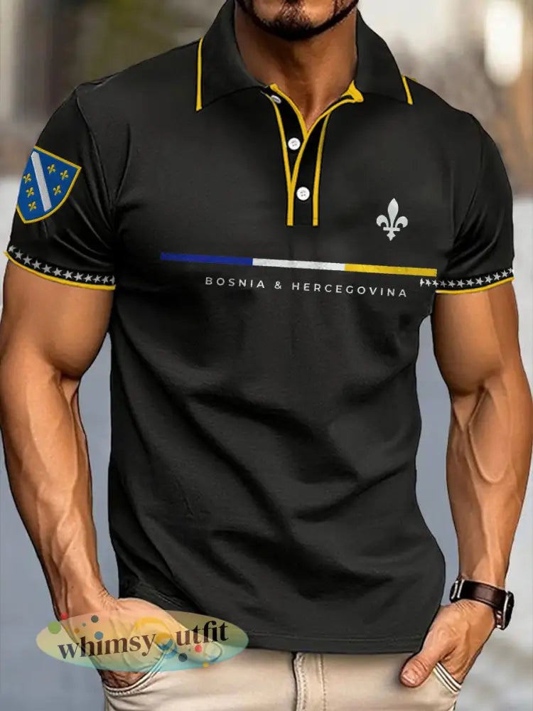 Heren Bosnië voetbal liefhebber ZMAJEVI geprinte casual tops - Zwart / S