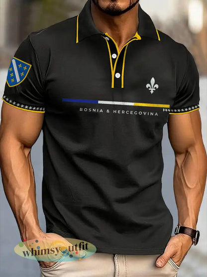 Heren Bosnië voetbal liefhebber ZMAJEVI geprinte casual tops - Zwart / S