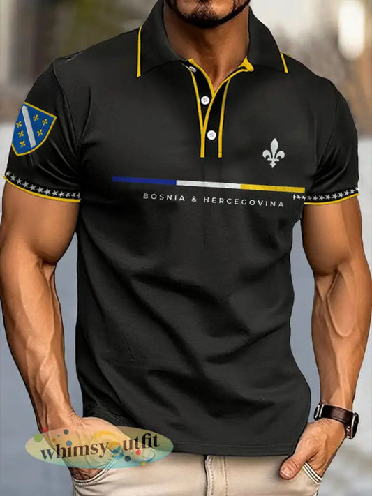 Heren Bosnië voetbal liefhebber ZMAJEVI geprinte casual tops - Zwart / S