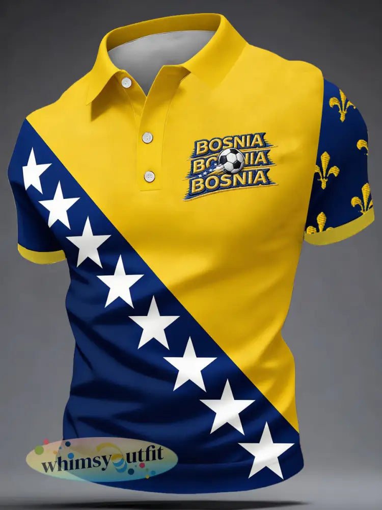 Heren Bosnië ZMAJEVI voetbal liefhebber bedrukt poloshirt - als foto / S