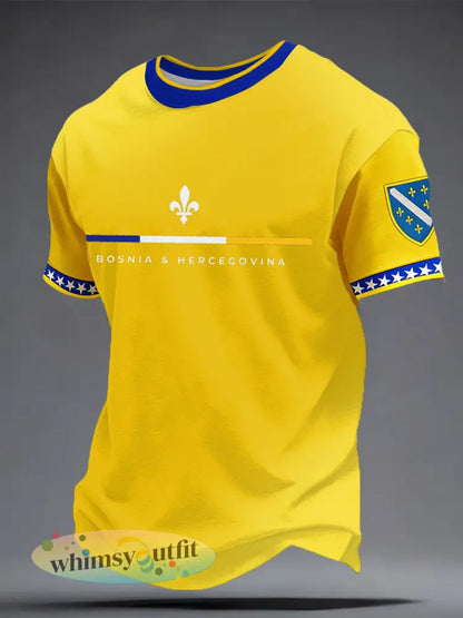 Heren Bosnië ZMAJEVI Voetbal liefhebber bedrukt T-shirt - geel / S