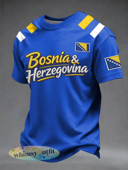 Heren Bosnië ZMAJEVI Voetbal liefhebber bedrukt t-shirt met korte mouwen