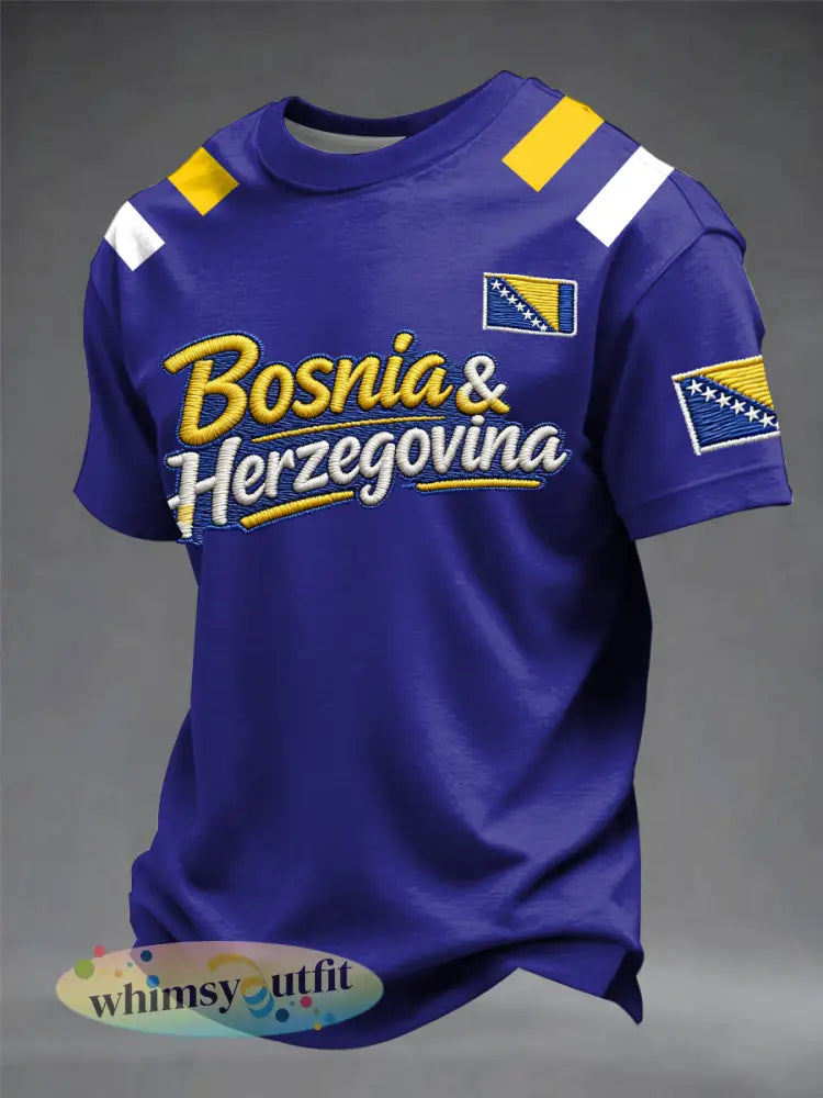Heren Bosnië ZMAJEVI Voetbal liefhebber bedrukt t-shirt met korte mouwen