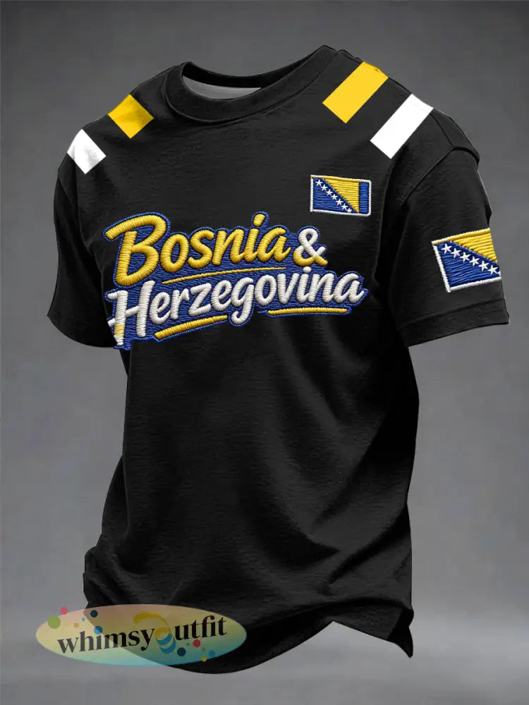 Heren Bosnië ZMAJEVI Voetbal liefhebber bedrukt t-shirt met korte mouwen