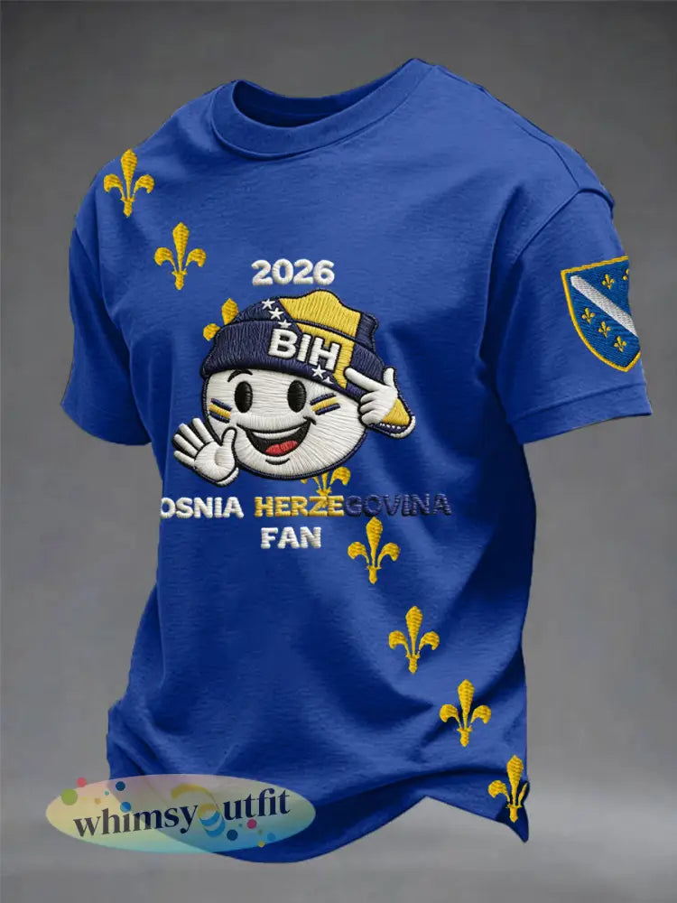 Heren Bosnië ZMAJEVI Voetbal liefhebber bedrukt t-shirt met korte mouwen - Koningsblauw / S