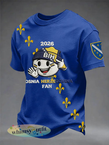 Heren Bosnië ZMAJEVI Voetbal liefhebber bedrukt t-shirt met korte mouwen - Koningsblauw / S